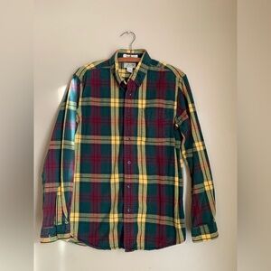 LL Bean vintage plaid flannel button down shirt green st patricks day outdoor